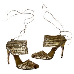 GUCCI TOM FORD '04 python metal bamboo heels