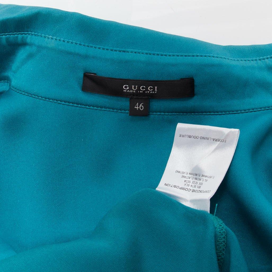 GUCCI Tom Ford 1995 Vintage blue silk long sleeve wide collar shirt IT46 XL Mad 3