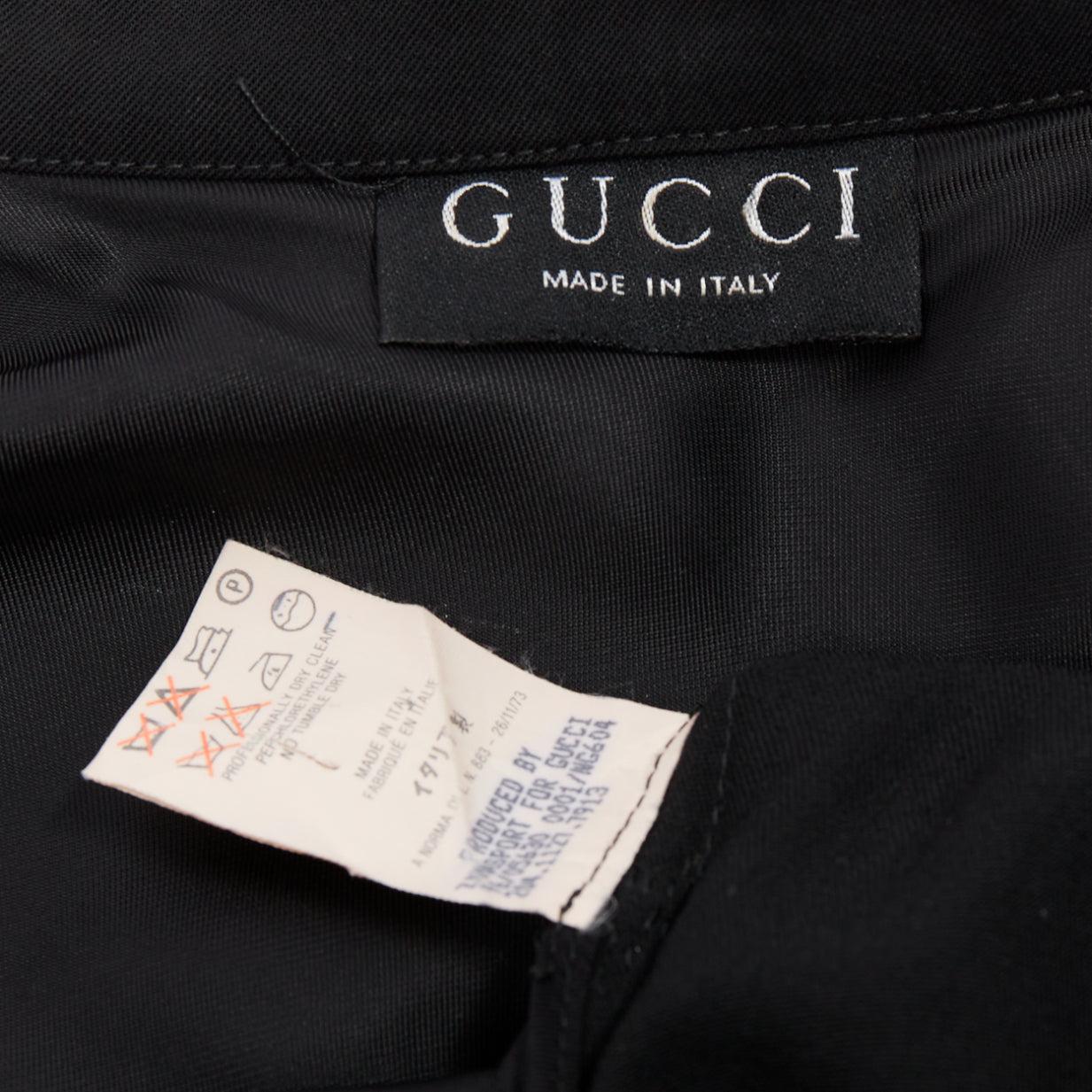 GUCCI Tom Ford 1996 black virgin wool belted military safari dress For Sale 3