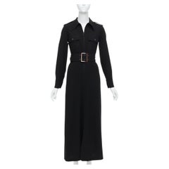 GUCCI Tom Ford 1996 black virgin wool belted military safari dress