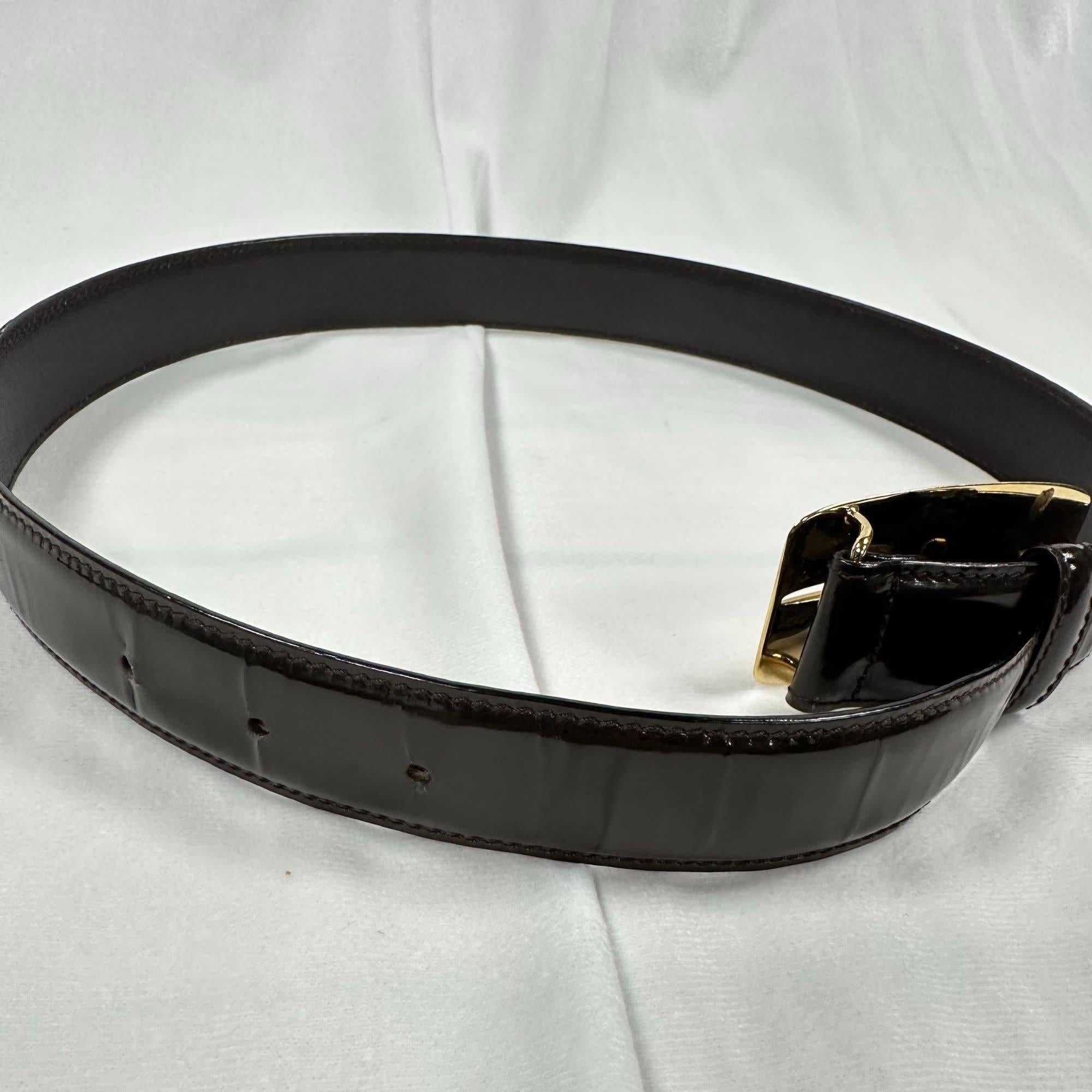 da uomo o donna Gucci Tom Ford 1996 Cintura Iconica in pelle marrone con logo oro (75/30) in vendita