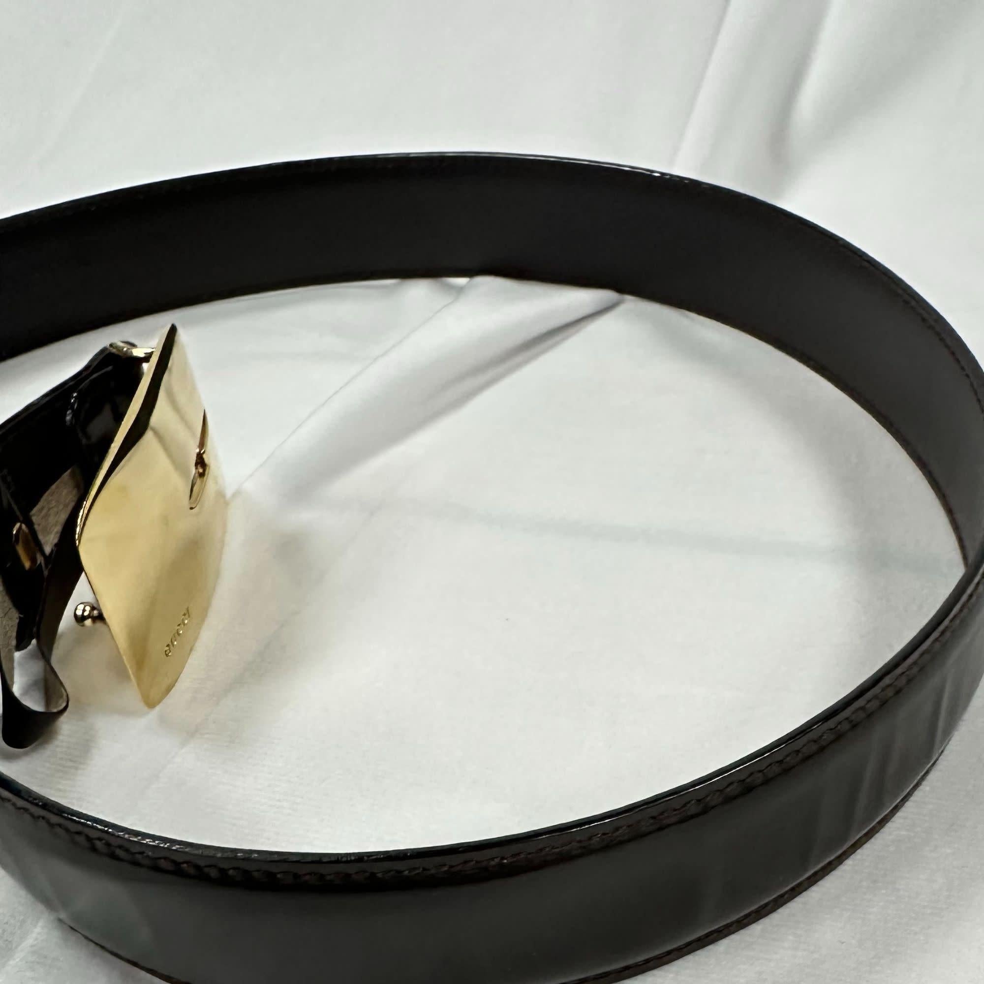 Gucci Tom Ford 1996 Cintura Iconica in pelle marrone con logo oro (75/30) in vendita 1