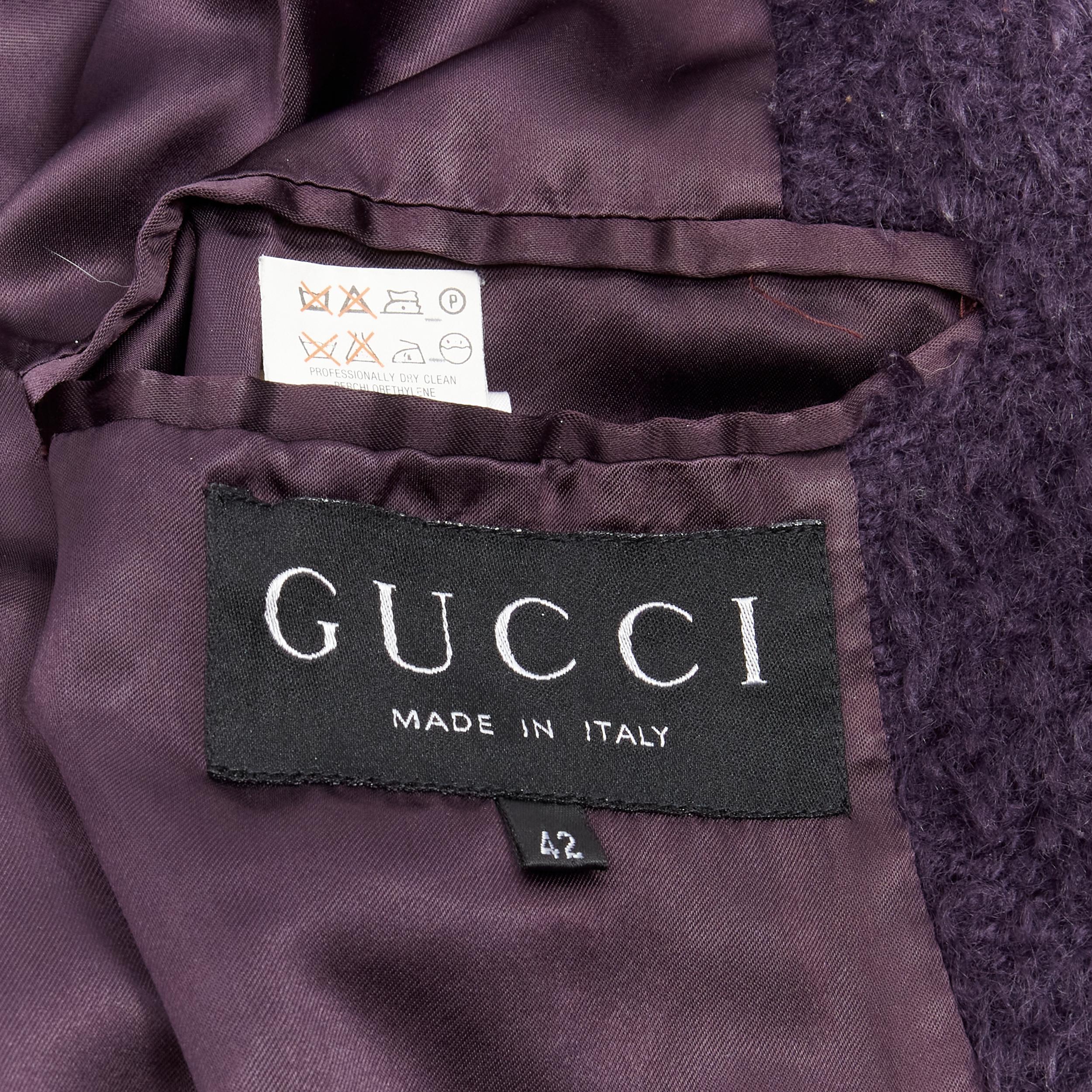 GUCCI Tom Ford 1996 Vintage purple mohair wool GG bamboo button coat IT42 M 5