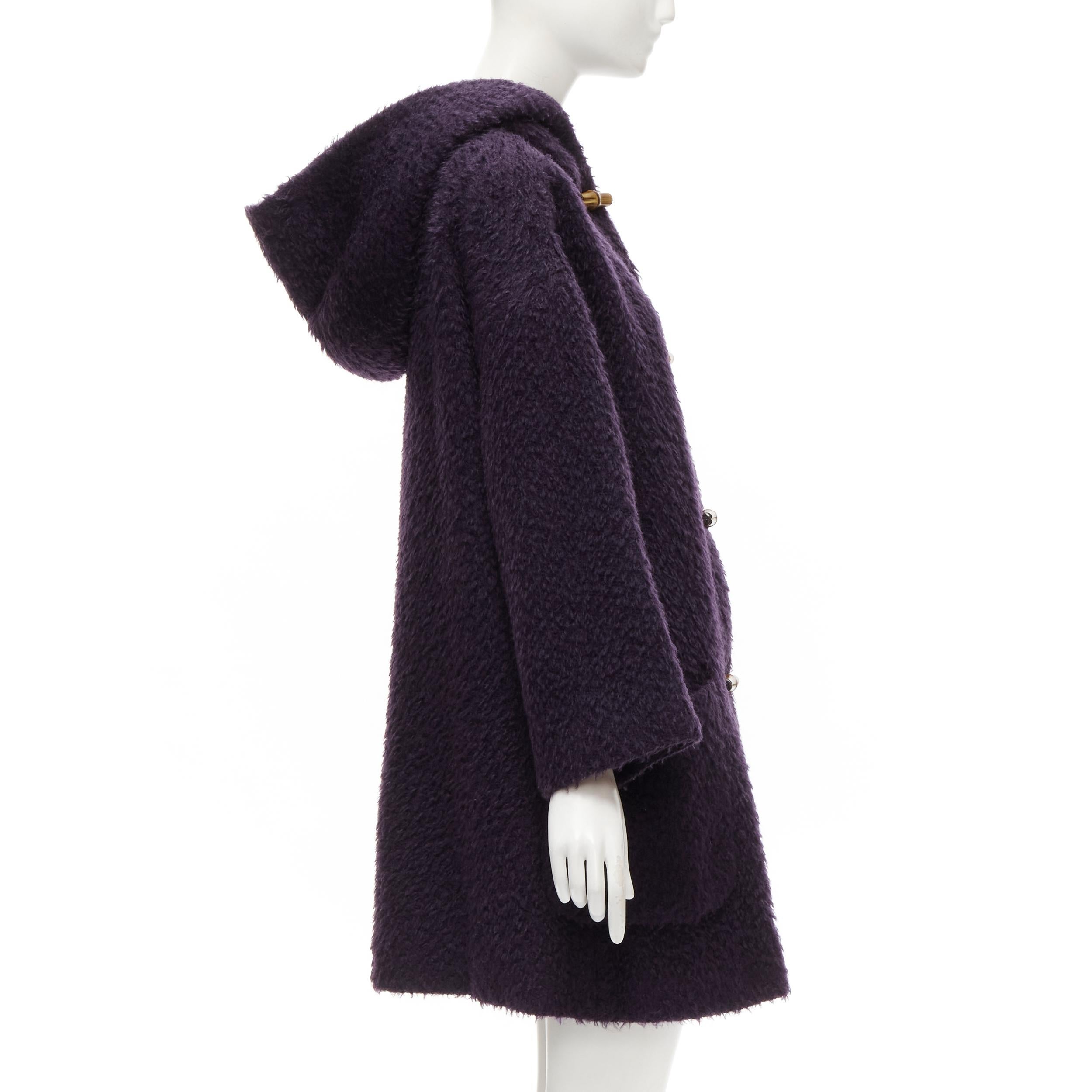 Women's GUCCI Tom Ford 1996 Vintage purple mohair wool GG bamboo button coat IT42 M