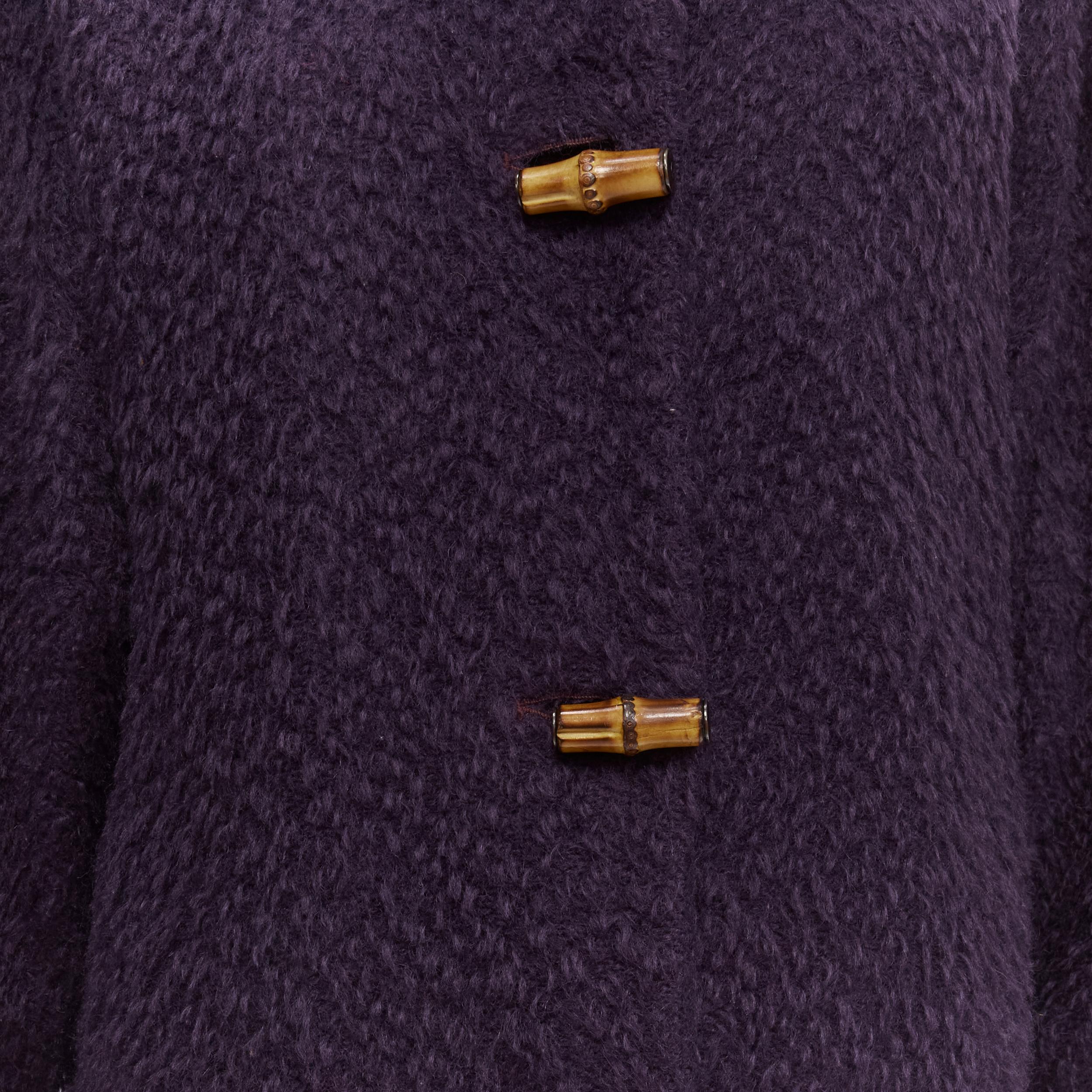 GUCCI Tom Ford 1996 Vintage purple mohair wool GG bamboo button coat IT42 M 3