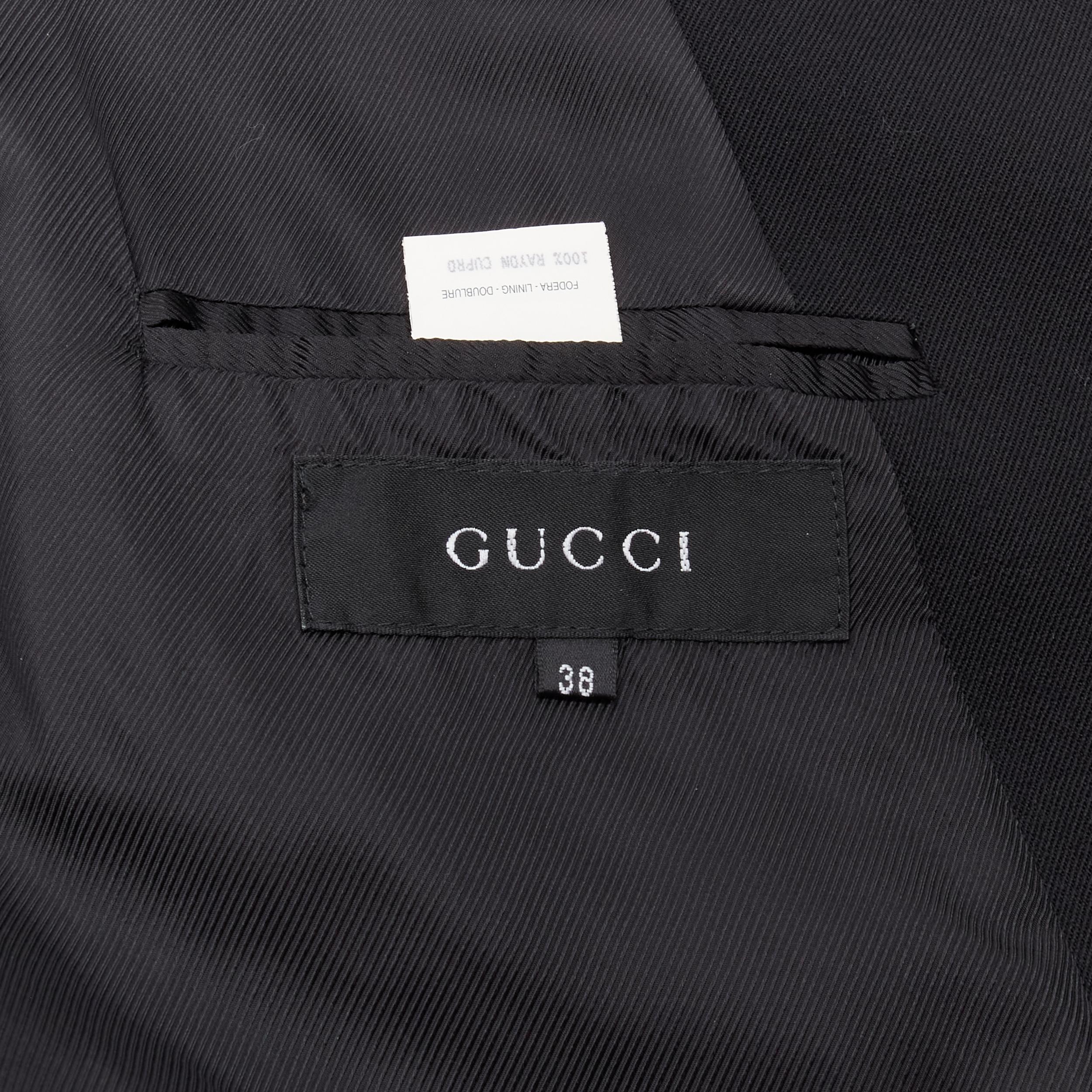 GUCCI TOM FORD 1998 Vintage Schwarzer minimalistischer Mantel aus Wolle in Übergröße mit Gürtel IT38 im Angebot 6