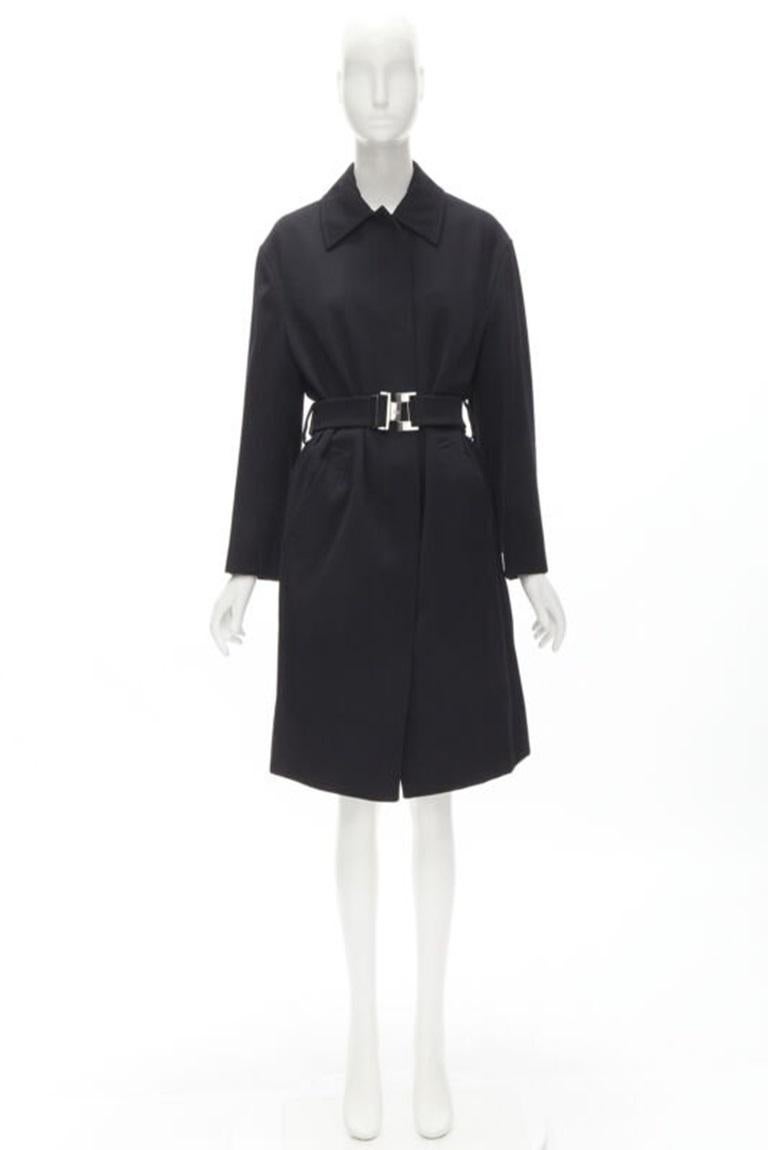 GUCCI TOM FORD 1998 Vintage black wool minimalist oversized belted coat IT38 For Sale 6