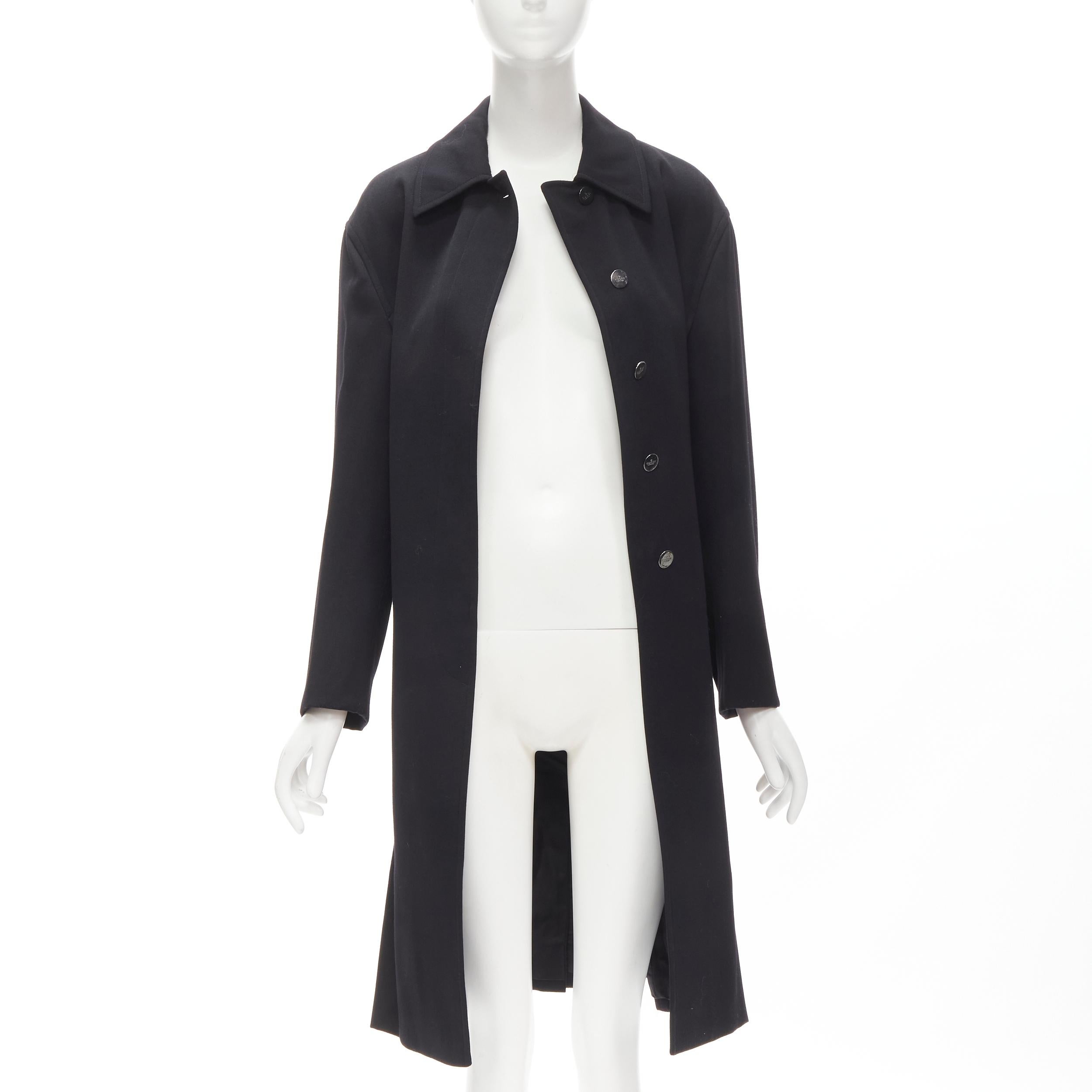 GUCCI TOM FORD 1998 Vintage Schwarzer minimalistischer Mantel aus Wolle in Übergröße mit Gürtel IT38 im Zustand „Gut“ im Angebot in Hong Kong, NT