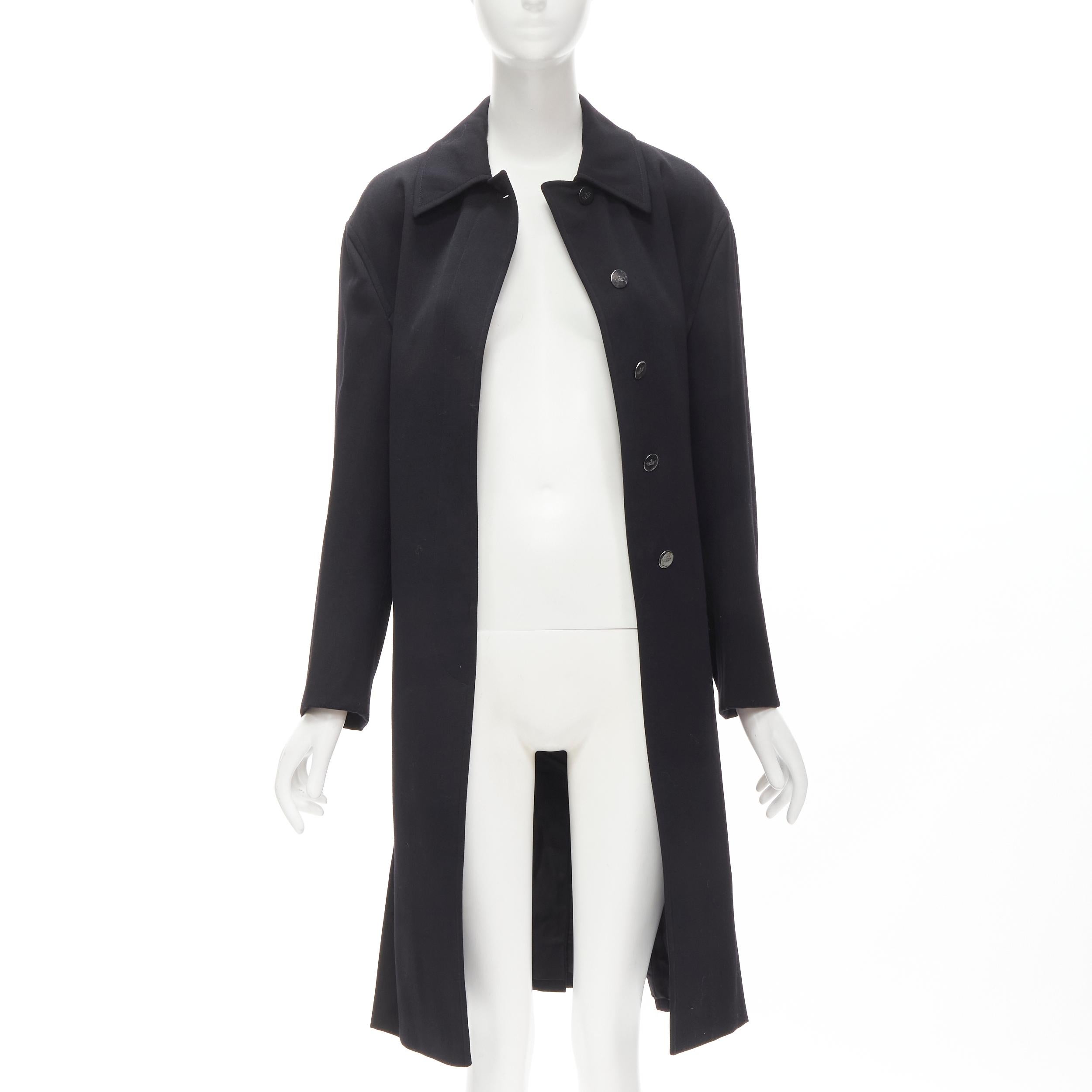 Black GUCCI TOM FORD 1998 Vintage black wool minimalist oversized belted coat IT38