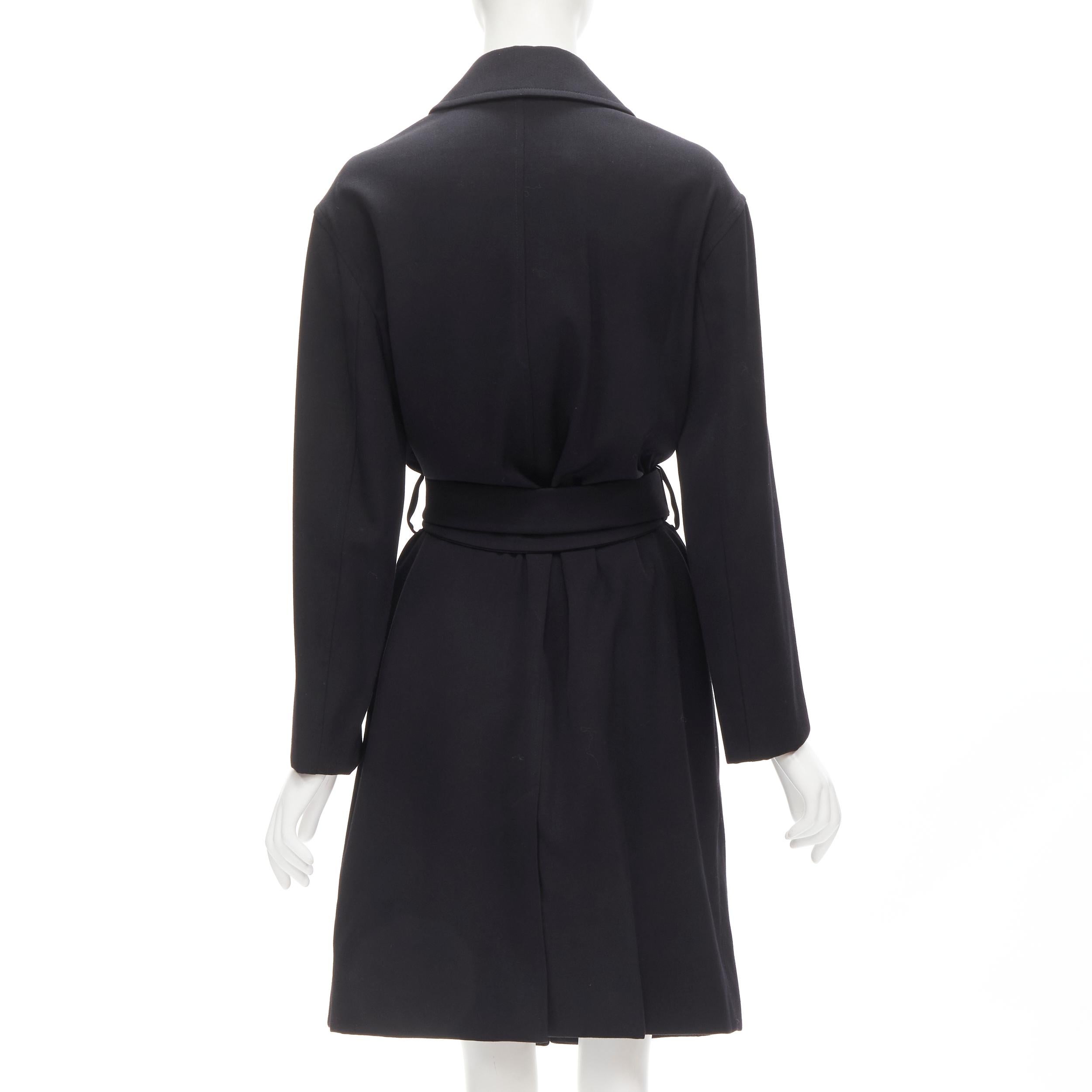 GUCCI TOM FORD 1998 Vintage Schwarzer minimalistischer Mantel aus Wolle in Übergröße mit Gürtel IT38 im Angebot 2