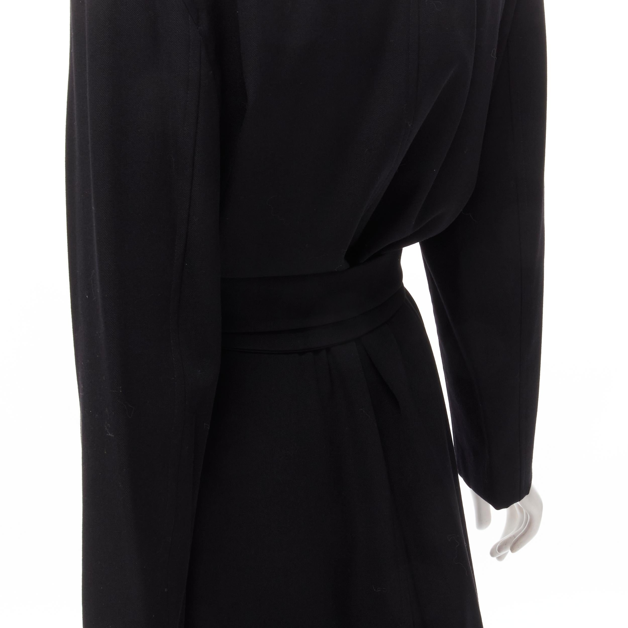 GUCCI TOM FORD 1998 Vintage Schwarzer minimalistischer Mantel aus Wolle in Übergröße mit Gürtel IT38 im Angebot 5