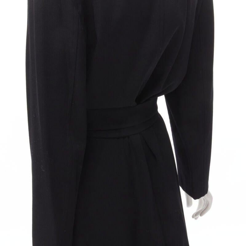GUCCI TOM FORD 1998 Vintage black wool minimalist oversized belted coat IT38 For Sale 4