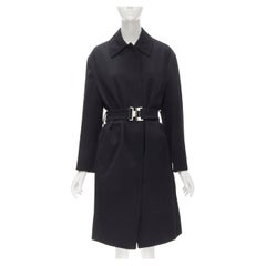 GUCCI TOM FORD - Manteau à ceinture surdimensionné en laine noire vintage minimaliste, taille IT 38, 1998