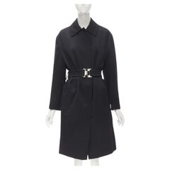 GUCCI TOM FORD 1998 Vintage black wool minimalist oversized belted coat IT38