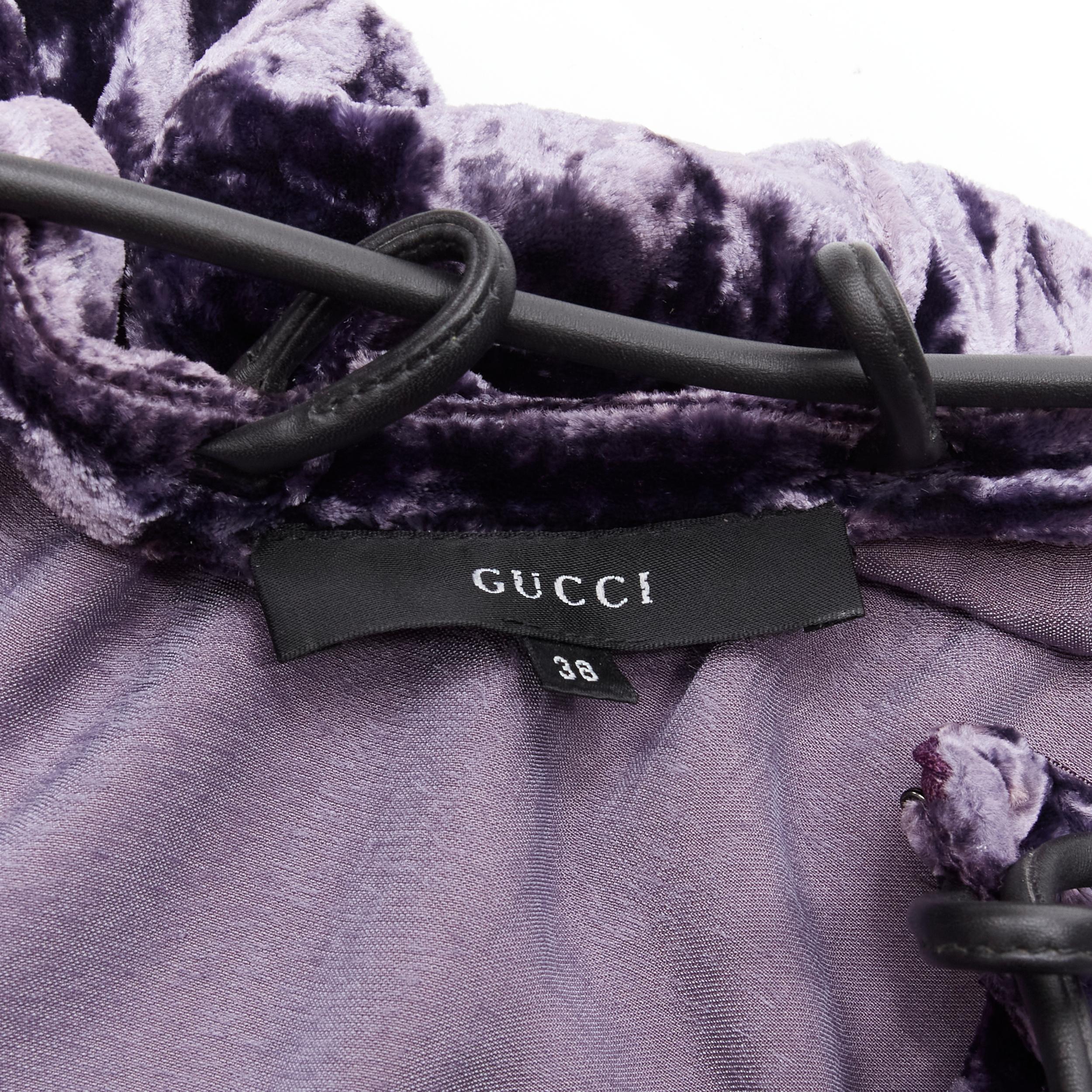 GUCCI TOM FORD 1999 Vintage Runway leather loop belt purple velvet skirt IT38 XS 4