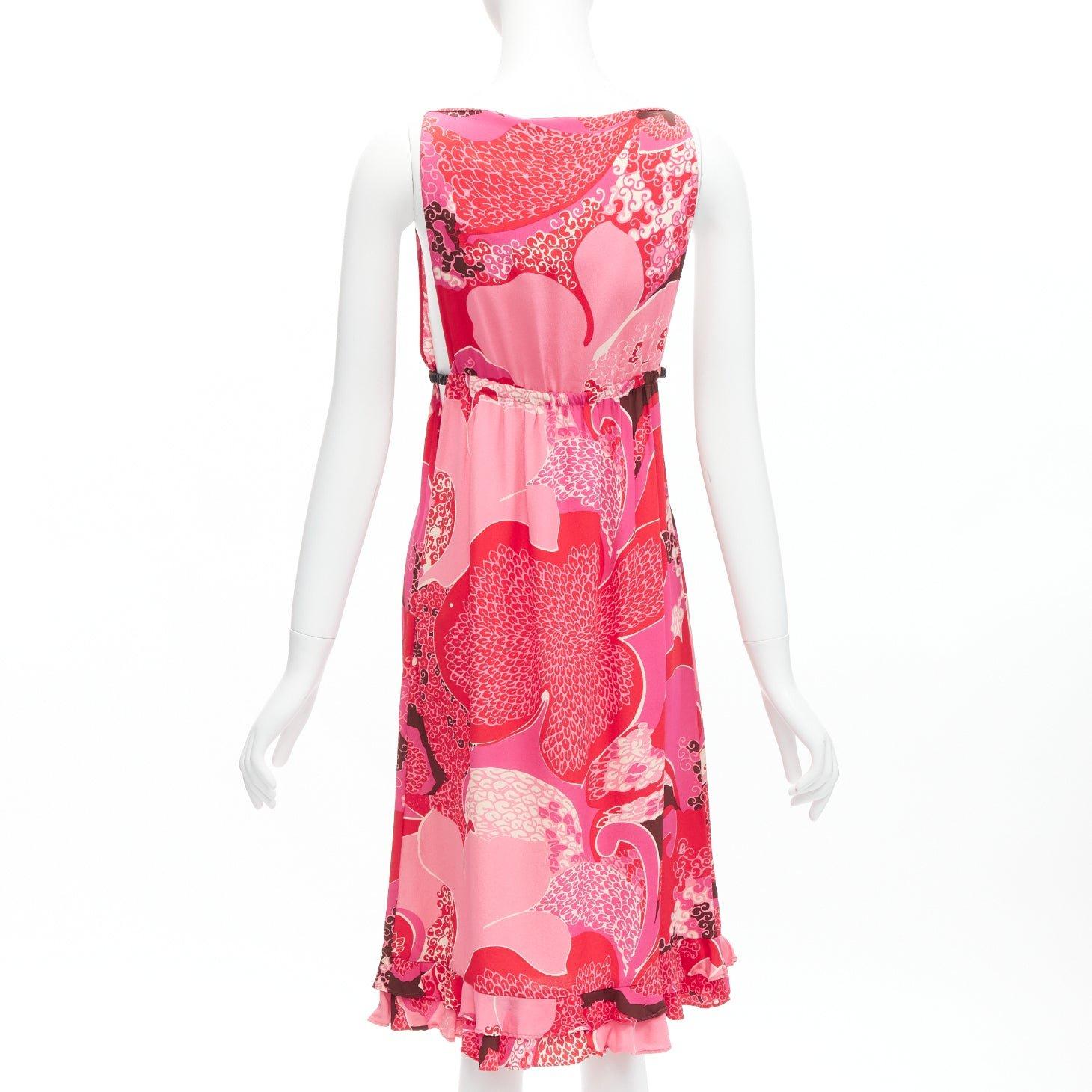 Women's GUCCI TOM FORD 1999 Vintage Runway pink floral cutout leather strap dress IT42 M For Sale