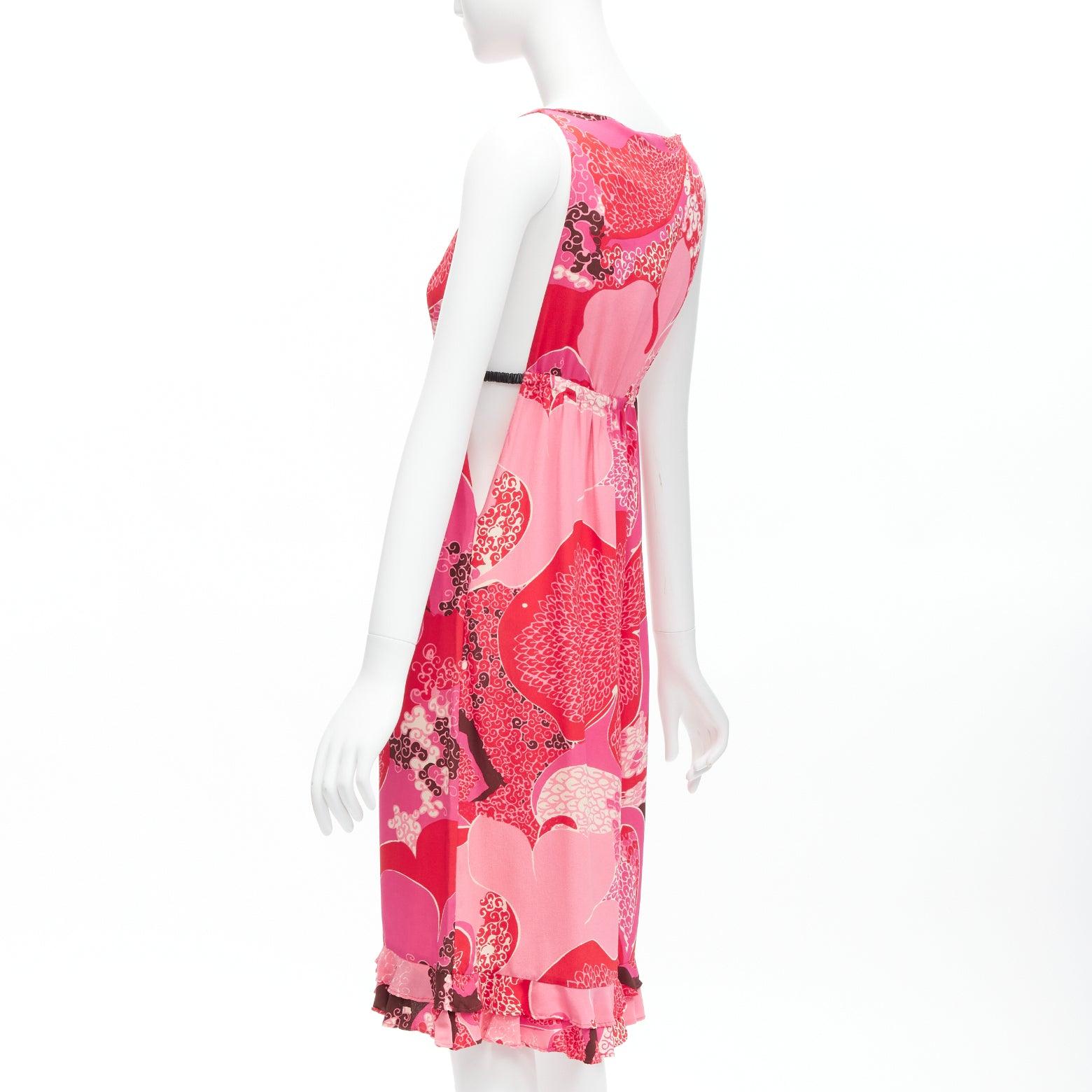 GUCCI TOM FORD 1999 Vintage Runway pink floral cutout leather strap dress IT42 M For Sale 1