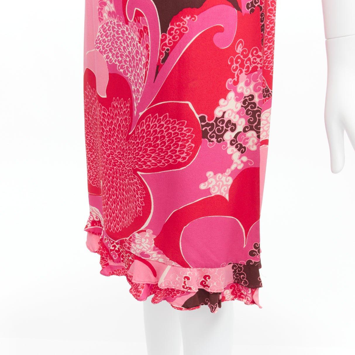GUCCI TOM FORD 1999 Vintage Runway pink floral cutout leather strap dress IT42 M For Sale 2