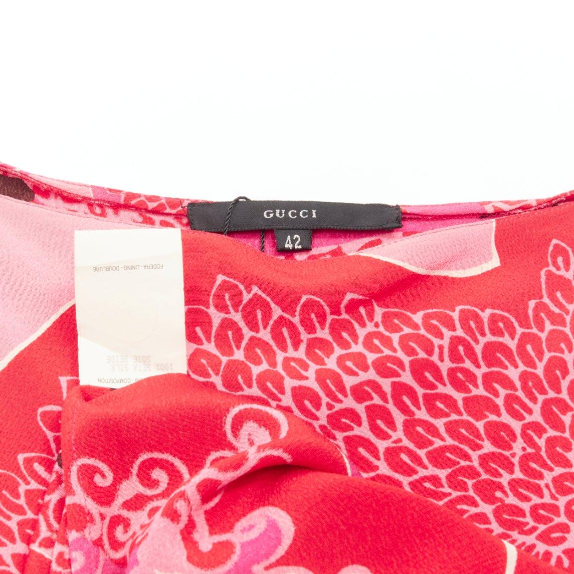 GUCCI TOM FORD 1999 Vintage Runway pink floral cutout leather strap dress IT42 M For Sale 4