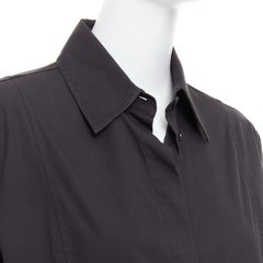GUCCI Tom Ford 2000 black cotton blend slim fit panelled shirt IT46 XL