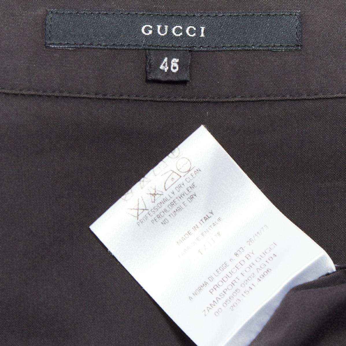 GUCCI Tom Ford 2000 camicia slim fit in misto cotone nero IT46 XL in vendita 3