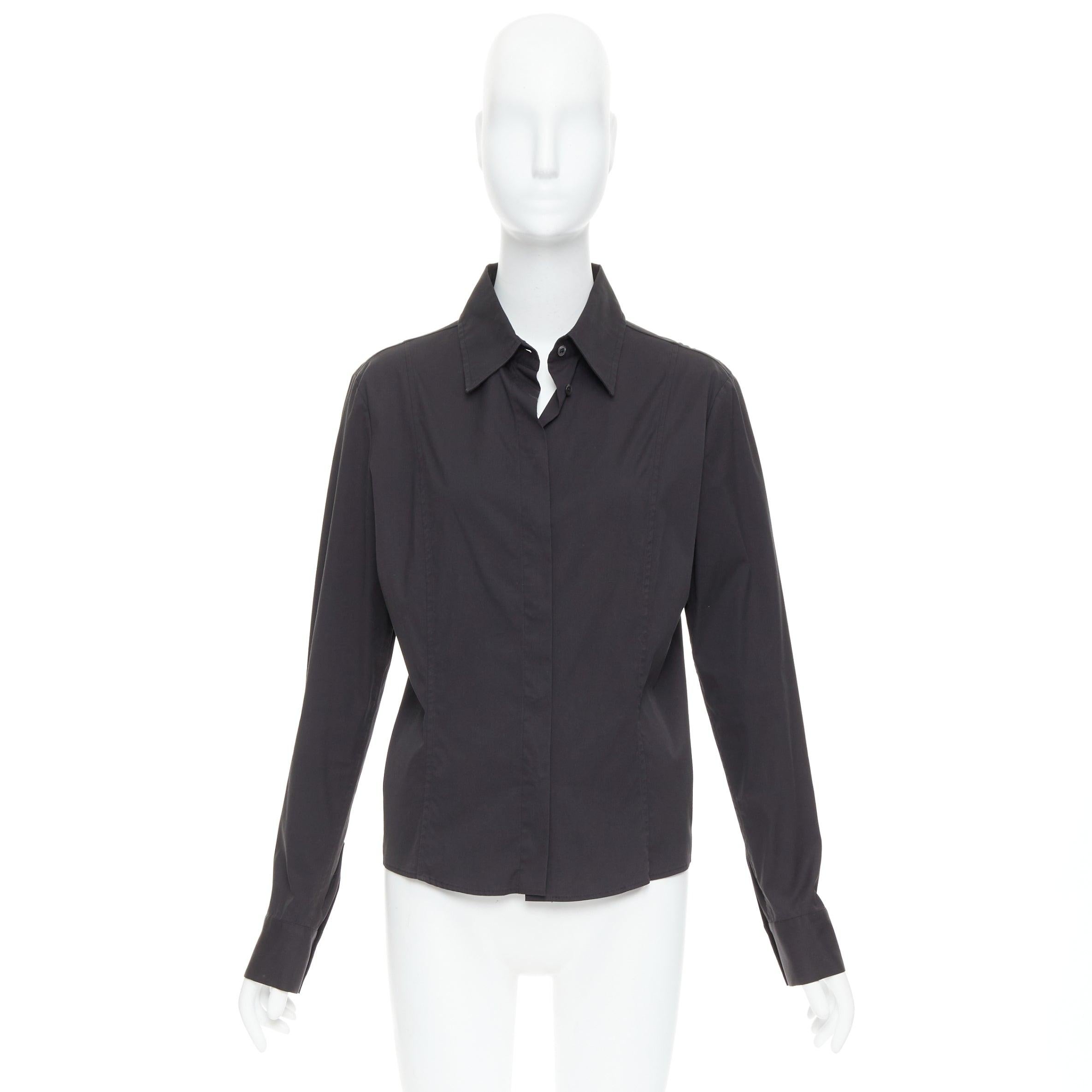 GUCCI Tom Ford 2000 camicia slim fit in misto cotone nero IT46 XL in vendita 4