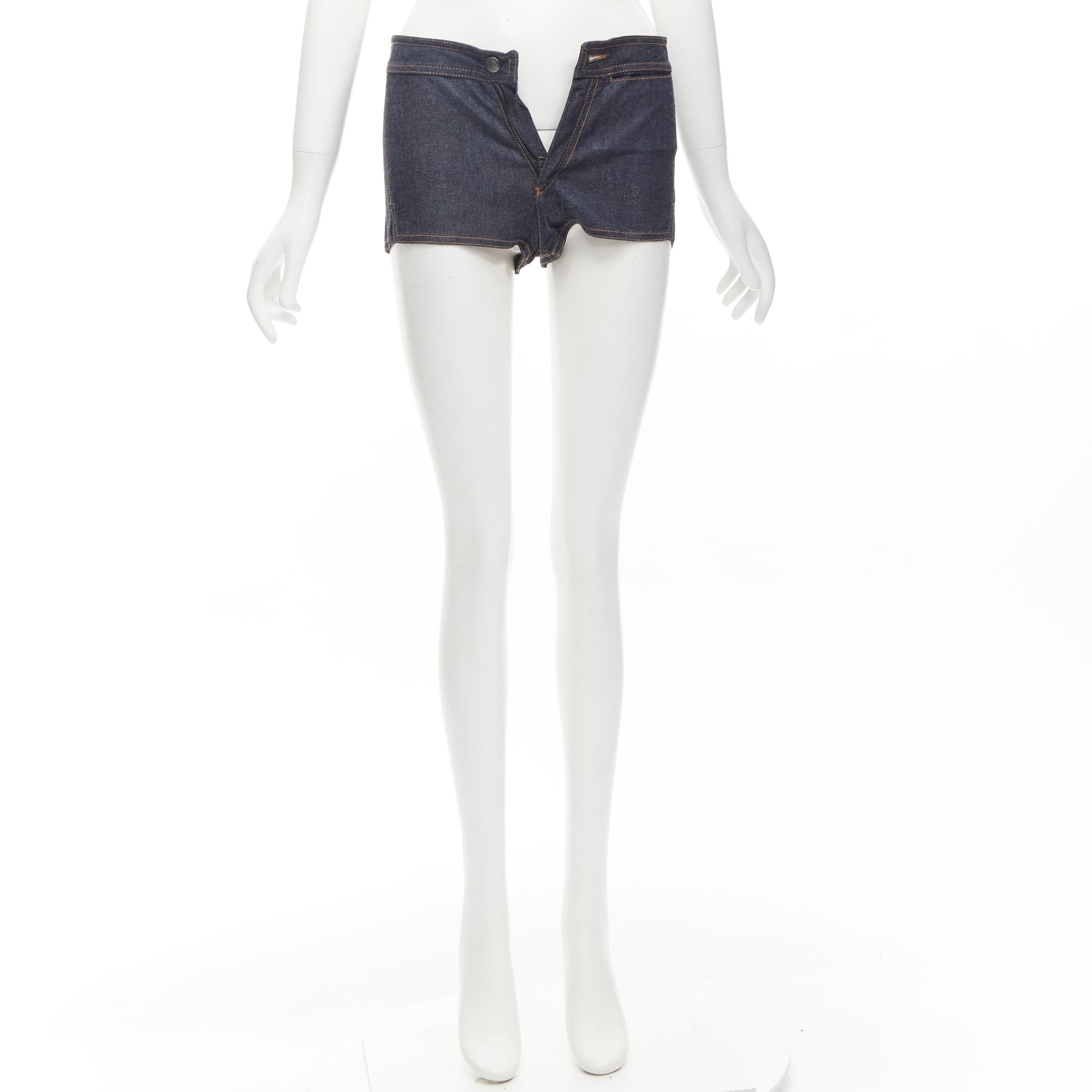 GUCCI TOM FORD 2000 Runway indigo blue extreme high rise hot pants IT38 XS For Sale 5