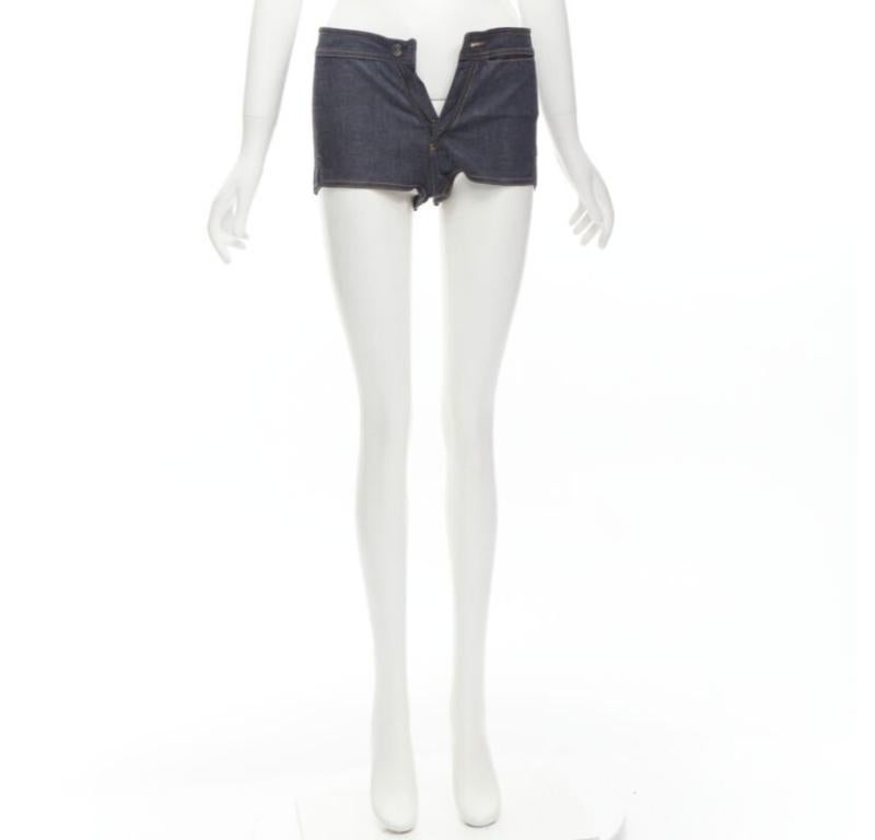 GUCCI TOM FORD 2000 Runway indigo blue extreme high rise hot pants IT38 XS en venta 5