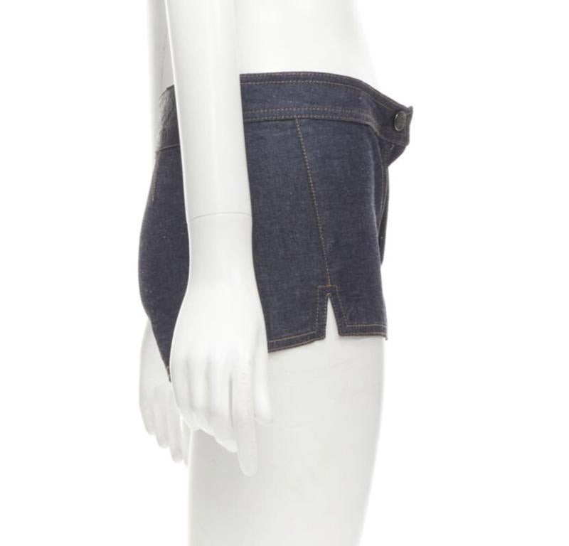GUCCI TOM FORD 2000 Runway indigo blue extreme high rise hot pants IT38 XS Azul en venta