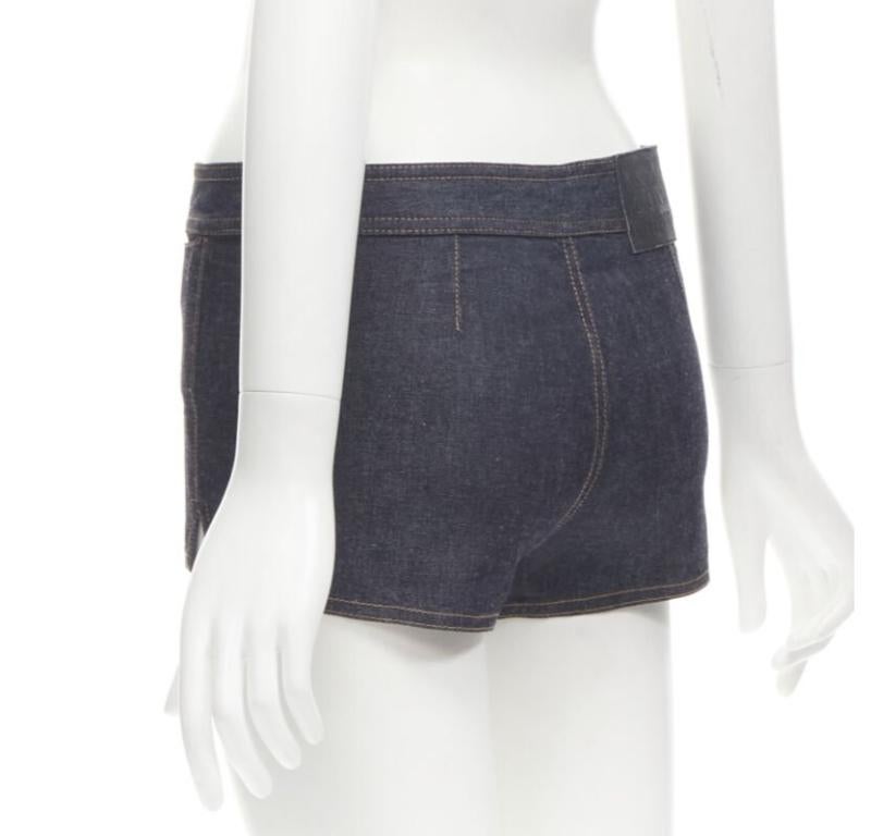 De las mujeres GUCCI TOM FORD 2000 Runway indigo blue extreme high rise hot pants IT38 XS en venta