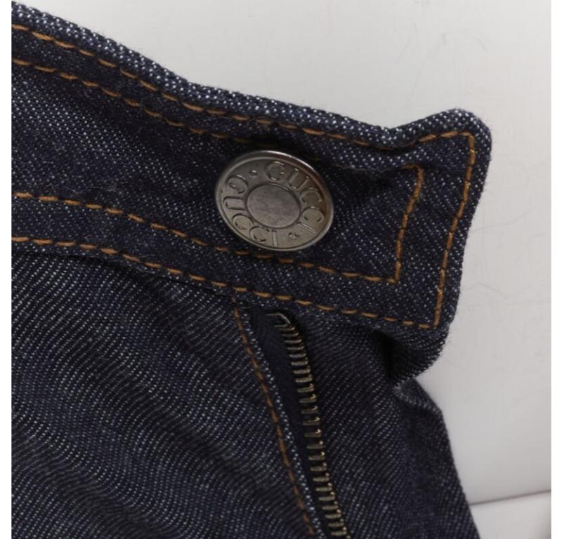 GUCCI TOM FORD 2000 Runway indigo blue extreme high rise hot pants IT38 XS en venta 1