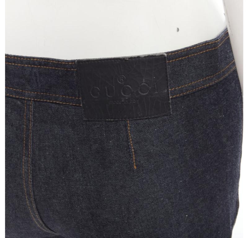 GUCCI TOM FORD 2000 Runway indigo blue extreme high rise hot pants IT38 XS en venta 2