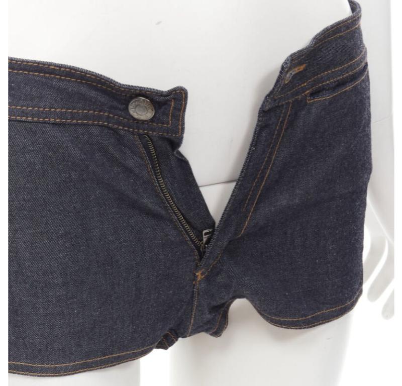 GUCCI TOM FORD 2000 Runway indigo blue extreme high rise hot pants IT38 XS en venta 3