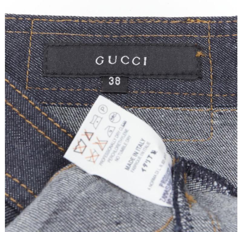GUCCI TOM FORD 2000 Runway indigo blue extreme high rise hot pants IT38 XS en venta 4
