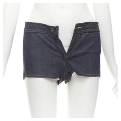 GUCCI TOM FORD 2000 Runway indigo blue extreme high rise hot pants IT38 XS