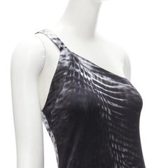 GUCCI TOM FORD 2000 Runway Vintage black white one shoulder dress IT38 XS