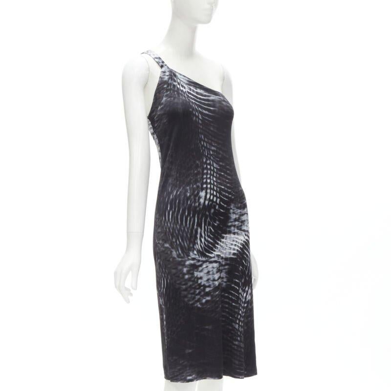 GUCCI TOM FORD 2000 Pasarela Vintage negro blanco un hombro vestido IT38 XS Negro en venta