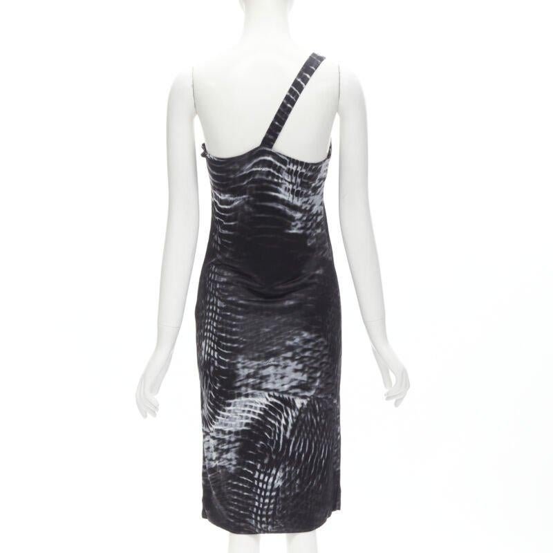De las mujeres GUCCI TOM FORD 2000 Pasarela Vintage negro blanco un hombro vestido IT38 XS en venta