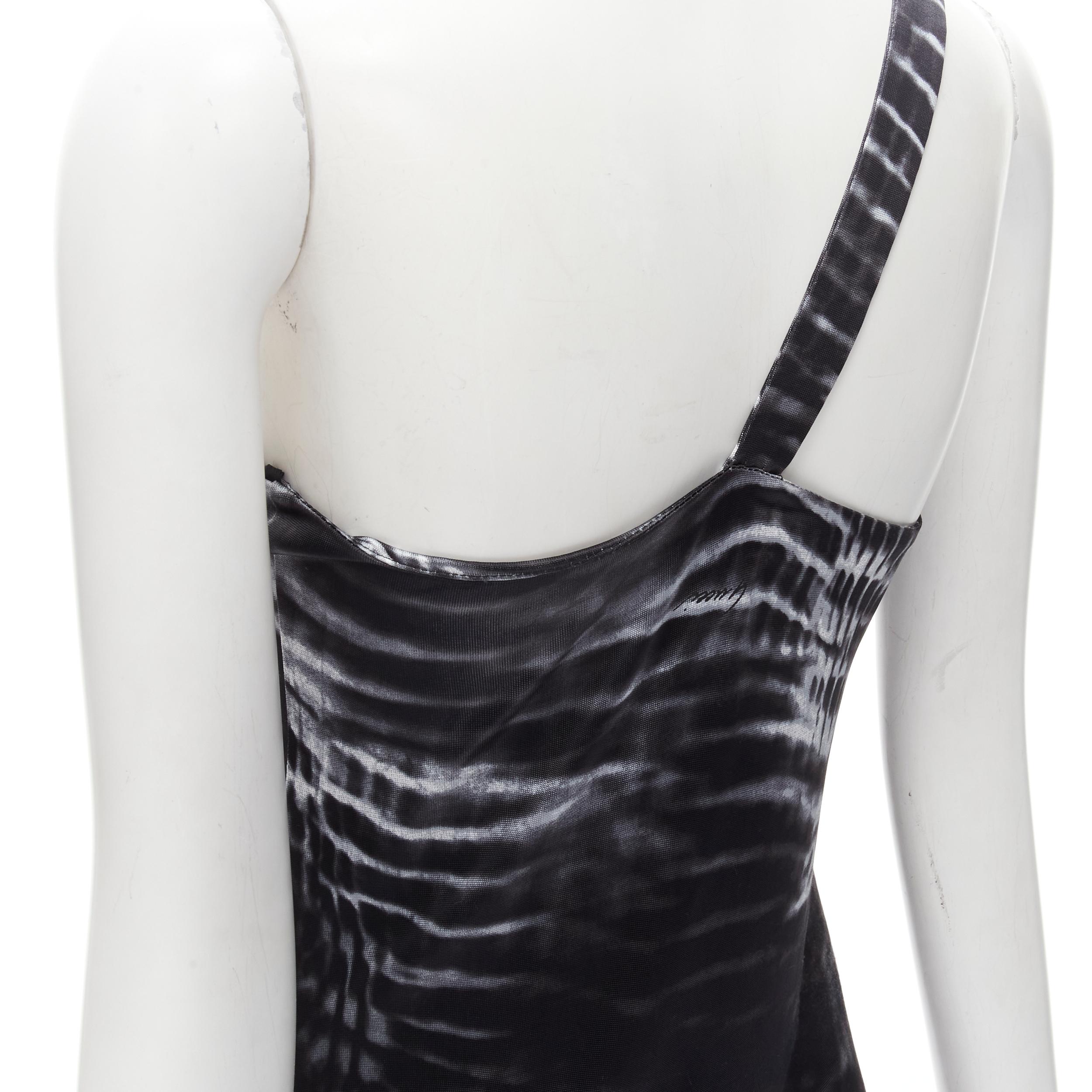 GUCCI TOM FORD 2000 Runway Vintage black white one shoulder dress IT38 XS 4