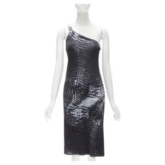 GUCCI TOM FORD 2000 Runway Vintage black white one shoulder dress IT38 XS