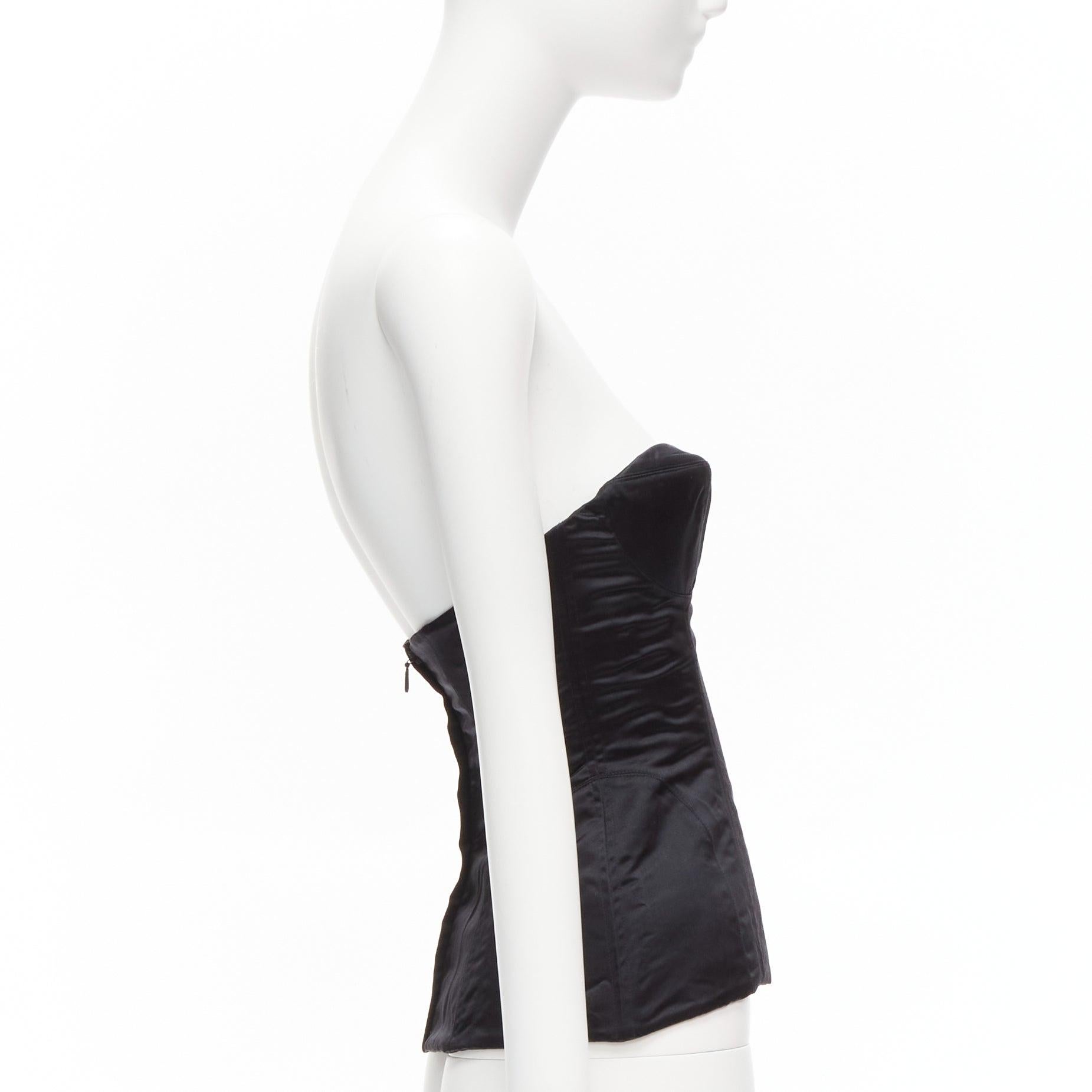 GUCCI Tom Ford 2001 Laufsteg Schwarzes 3D konisches braunes Bustier aus Seide IT38 XS Damen im Angebot