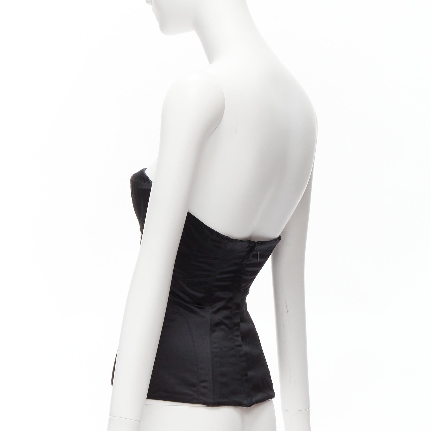 GUCCI Tom Ford 2001 Laufsteg Schwarzes 3D konisches braunes Bustier aus Seide IT38 XS im Angebot 2