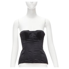 GUCCI Tom Ford 2001 Runway black silk 3D conical bra bustier IT38 XS