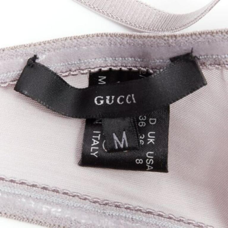 GUCCI Tom Ford 2001 Vintage gris nude mesh 3D cut cup fashion bra M en vente 3
