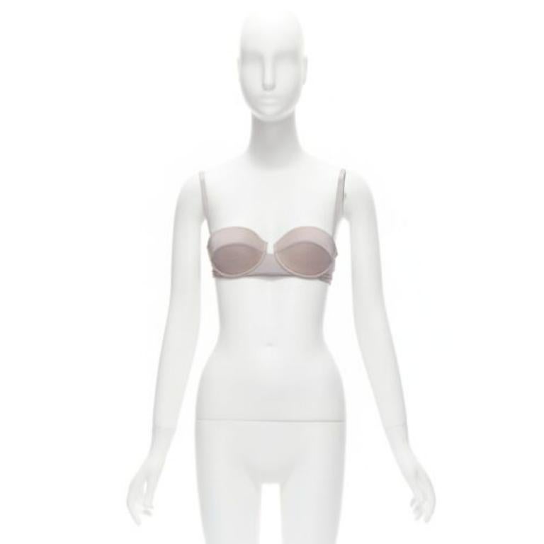 GUCCI Tom Ford 2001 Vintage gris nude mesh 3D cut cup fashion bra M en vente 4