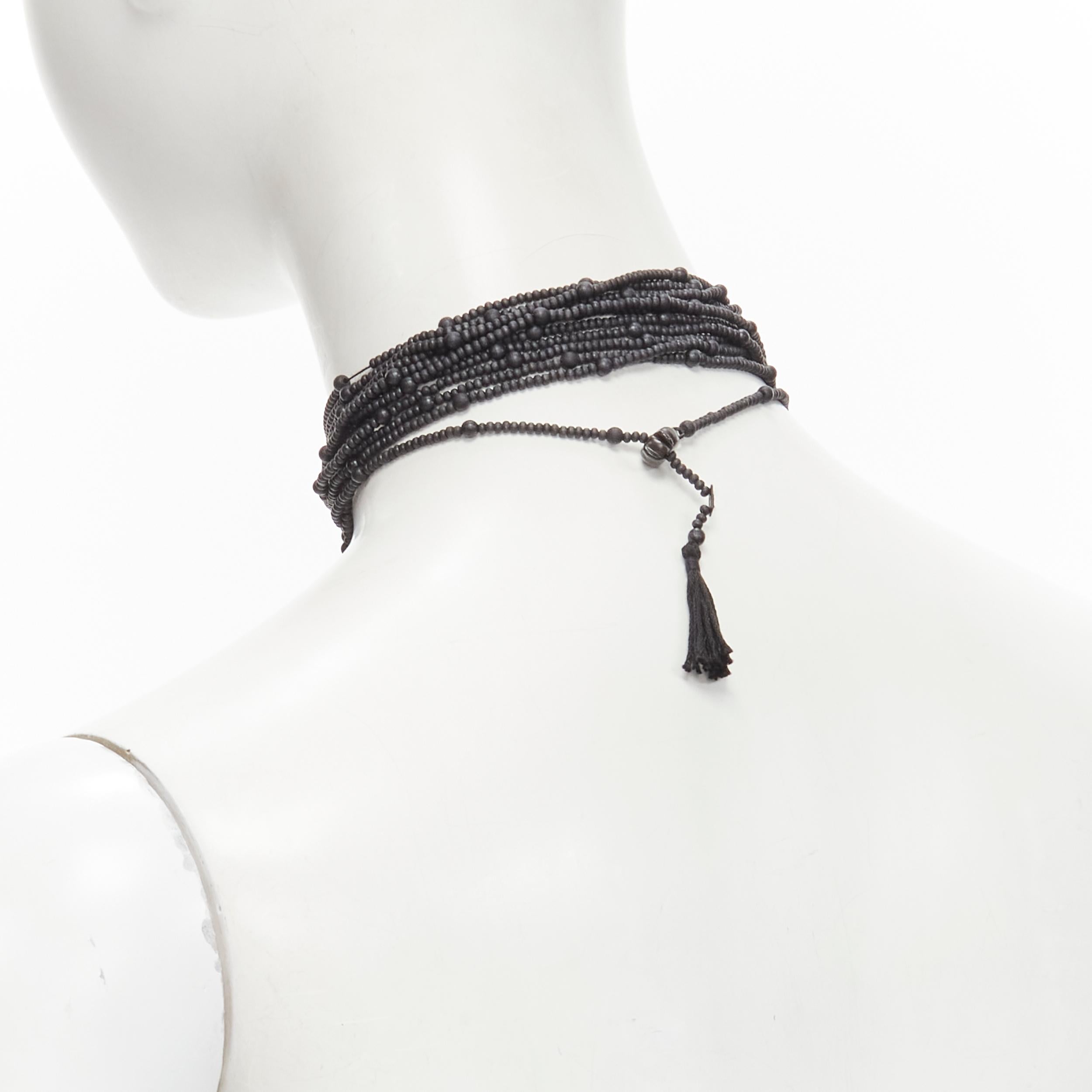GUCCI TOM FORD 2002 Runway Ebony cross black beaded choker Gothic necklace In Excellent Condition In Hong Kong, NT