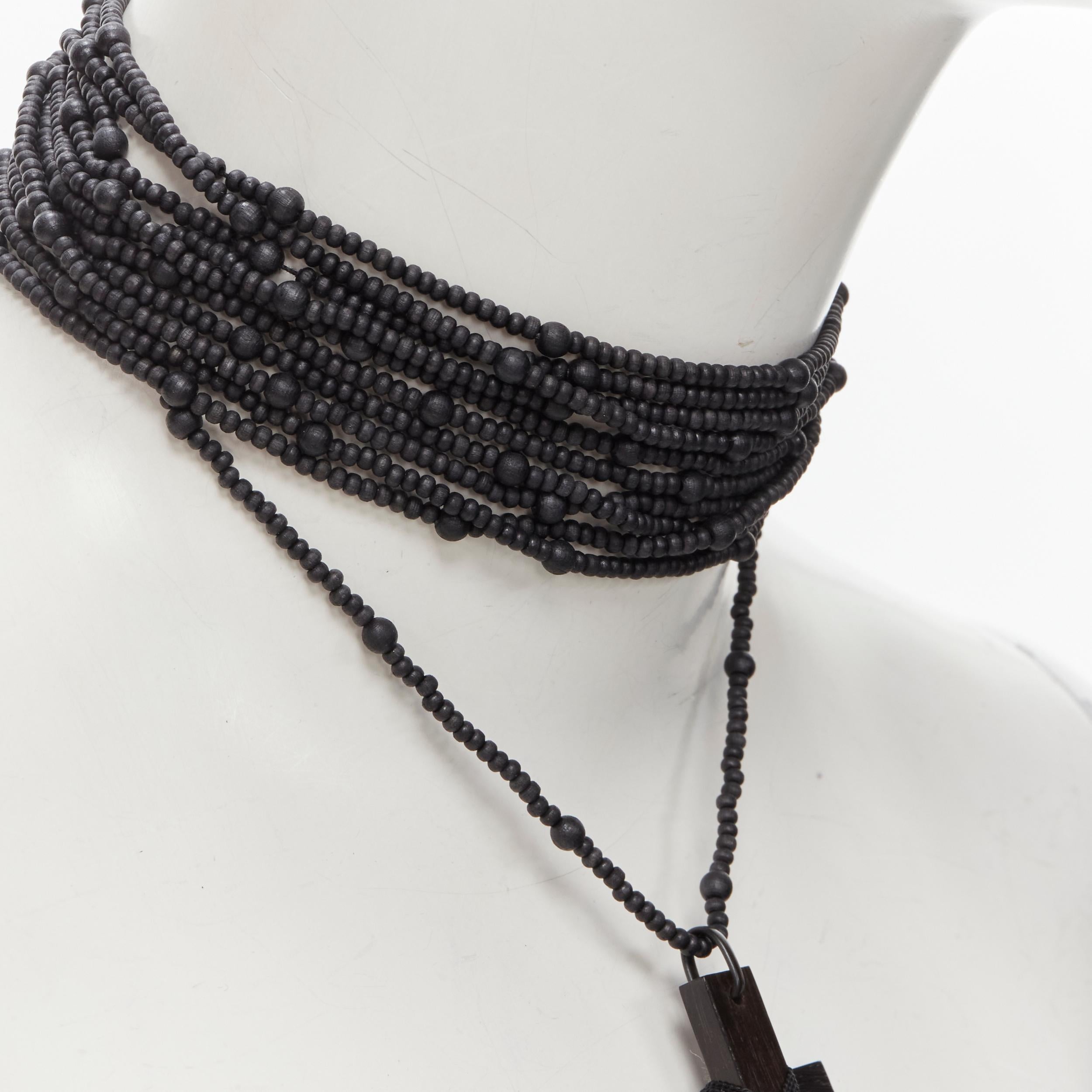 Women's GUCCI TOM FORD 2002 Runway Ebony cross black beaded choker Gothic necklace