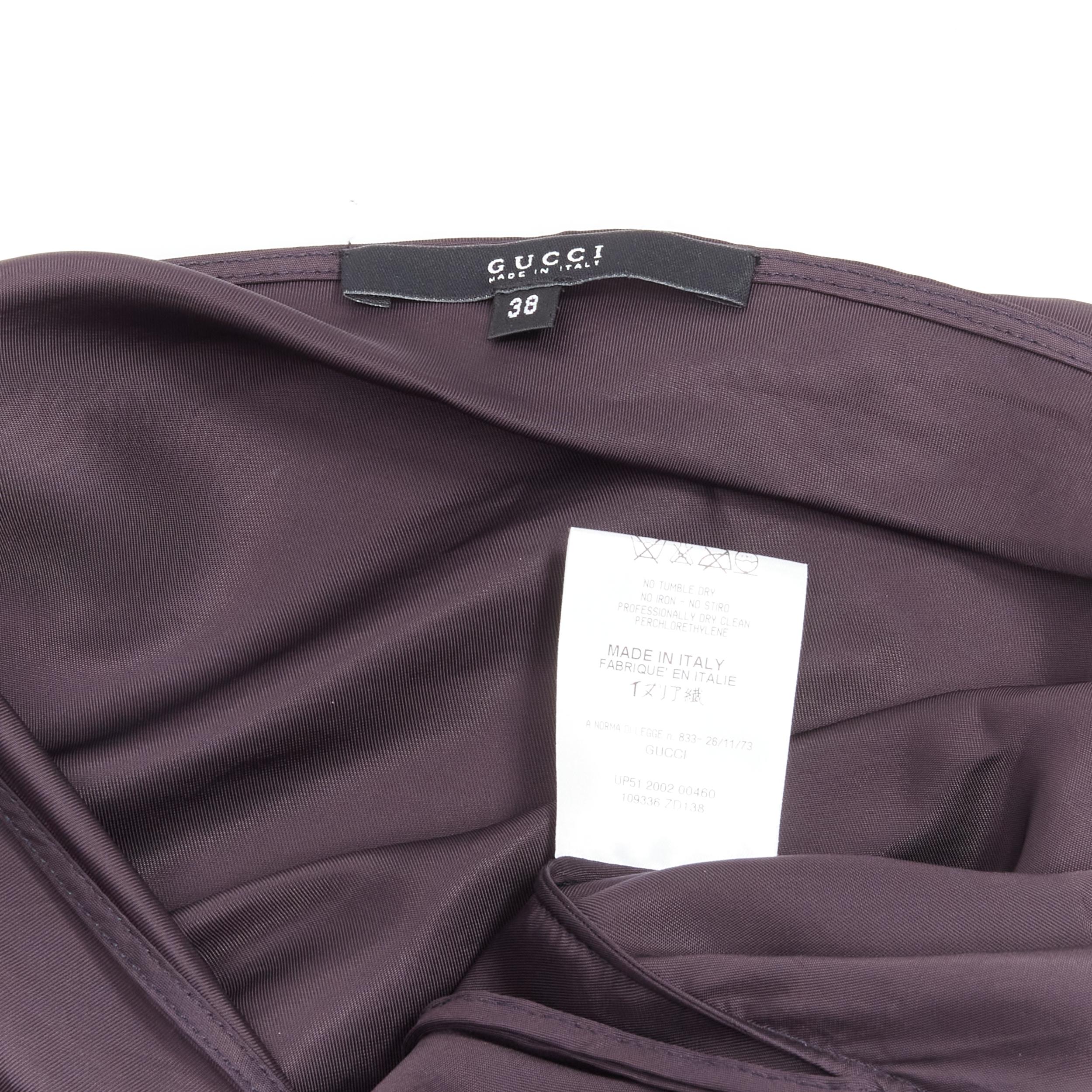 GUCCI Tom Ford 2002 Vintage dark purple satin laced neckline mini dress IT38 XS For Sale 5