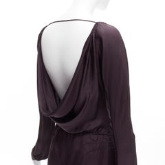 GUCCI Tom Ford 2002 Vintage dark purple satin laced neckline mini dress IT38 XS