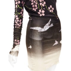 GUCCI TOM FORD 2003 black Japanese Cherry Blossom bodycon dress XS
